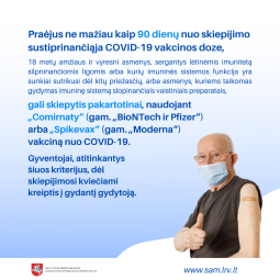 Pradėtas pažeidžiamiausių gyventojų skiepijimas ketvirtąja COVID-19 vakcinos doze
