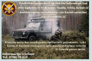 Informacija dėl pratybų vykdymo