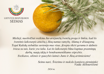 LR Seimo narės Vaidos Aleknavičienės sveikinimas