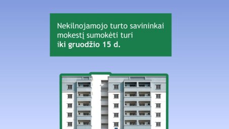 Nekilnojamojo turto savininkai mokestį sumokėti turi iki gruodžio 15 d.